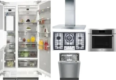 6 Piece Package Includes Refrigerator, Freezer, Cooktop, Wall Oven, Hood And Dishwasher