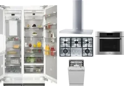 6 Piece Package Includes Refrigerator, Freezer, Cooktop, Wall Oven, Hood And Dishwasher