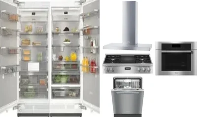6 Piece Package Includes Refrigerator, Freezer, Cooktop, Wall Oven, Hood And Dishwasher