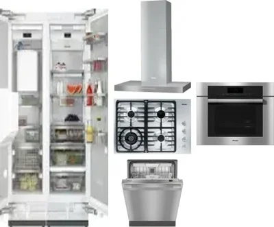 6 Piece Package Includes Refrigerator, Freezer, Cooktop, Wall Oven, Hood And Dishwasher