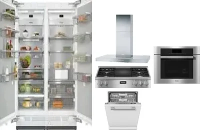 6 Piece Package Includes Refrigerator, Freezer, Cooktop, Wall Oven, Hood And Dishwasher