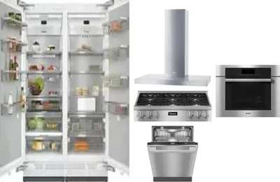 6 Piece Package Includes Refrigerator, Freezer, Cooktop, Wall Oven, Hood And Dishwasher