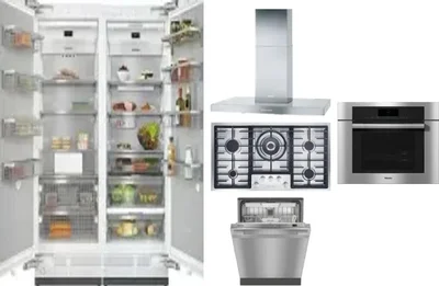 6 Piece Package Includes Refrigerator, Freezer, Cooktop, Wall Oven, Hood And Dishwasher