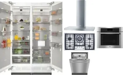 6 Piece Package Includes Refrigerator, Freezer, Cooktop, Wall Oven, Hood And Dishwasher