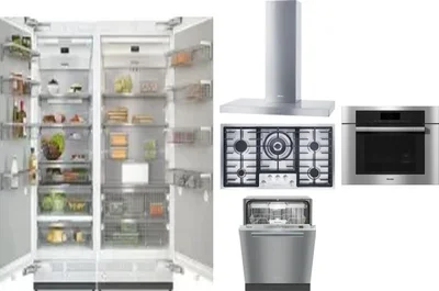 6 Piece Package Includes Refrigerator, Freezer, Cooktop, Wall Oven, Hood And Dishwasher