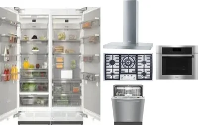 6 Piece Package Includes Refrigerator, Freezer, Cooktop, Wall Oven, Hood And Dishwasher