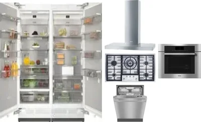 6 Piece Package Includes Refrigerator, Freezer, Cooktop, Wall Oven, Hood And Dishwasher