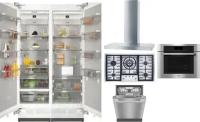 6 Piece Package Includes Refrigerator, Freezer, Cooktop, Wall Oven, Hood And Dishwasher