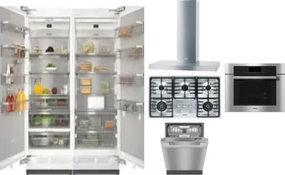 6 Piece Package Includes Refrigerator, Freezer, Cooktop, Wall Oven, Hood And Dishwasher