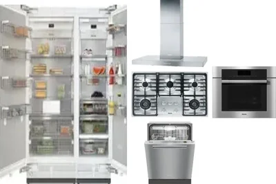 6 Piece Package Includes Refrigerator, Freezer, Cooktop, Wall Oven, Hood And Dishwasher