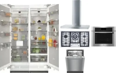 6 Piece Package Includes Refrigerator, Freezer, Cooktop, Wall Oven, Hood And Dishwasher