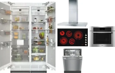 6 Piece Package Includes Refrigerator, Freezer, Cooktop, Wall Oven, Hood And Dishwasher