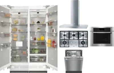 6 Piece Package Includes Refrigerator, Freezer, Cooktop, Wall Oven, Hood And Dishwasher