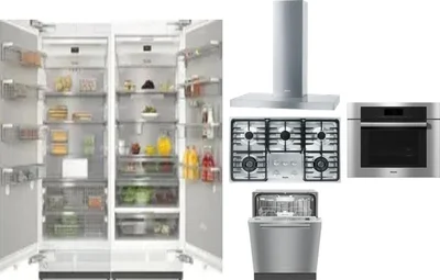 6 Piece Package Includes Refrigerator, Freezer, Cooktop, Wall Oven, Hood And Dishwasher
