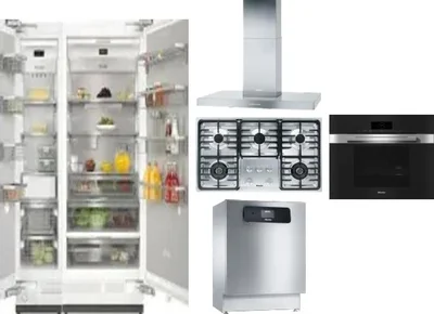 6 Piece Package Includes Refrigerator, Freezer, Cooktop, Wall Oven, Hood And Dishwasher