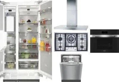 6 Piece Package Includes Refrigerator, Freezer, Cooktop, Wall Oven, Hood And Dishwasher