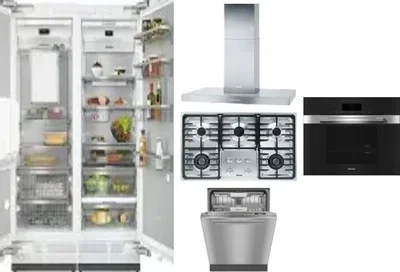6 Piece Package Includes Refrigerator, Freezer, Cooktop, Wall Oven, Hood And Dishwasher