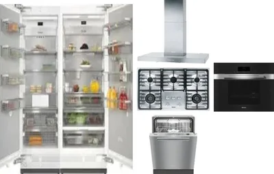 6 Piece Package Includes Refrigerator, Freezer, Cooktop, Wall Oven, Hood And Dishwasher