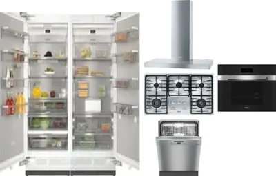 6 Piece Package Includes Refrigerator, Freezer, Cooktop, Wall Oven, Hood And Dishwasher