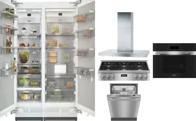 6 Piece Package Includes Refrigerator, Freezer, Cooktop, Wall Oven, Hood And Dishwasher