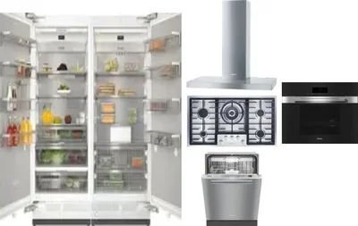 6 Piece Package Includes Refrigerator, Freezer, Cooktop, Wall Oven, Hood And Dishwasher