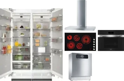 6 Piece Package Includes Refrigerator, Freezer, Cooktop, Wall Oven, Hood And Dishwasher