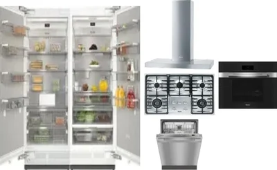 6 Piece Package Includes Refrigerator, Freezer, Cooktop, Wall Oven, Hood And Dishwasher