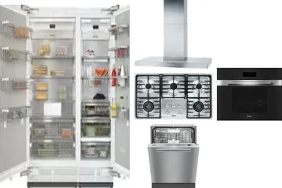 6 Piece Package Includes Refrigerator, Freezer, Cooktop, Wall Oven, Hood And Dishwasher