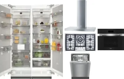 6 Piece Package Includes Refrigerator, Freezer, Cooktop, Wall Oven, Hood And Dishwasher
