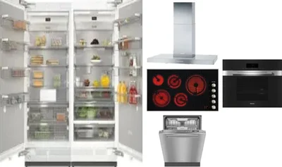 6 Piece Package Includes Refrigerator, Freezer, Cooktop, Wall Oven, Hood And Dishwasher