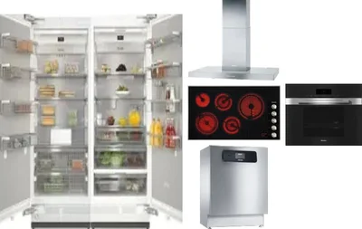 6 Piece Package Includes Refrigerator, Freezer, Cooktop, Wall Oven, Hood And Dishwasher