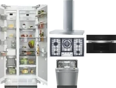 6 Piece Package Includes Refrigerator, Freezer, Cooktop, Wall Oven, Hood And Dishwasher