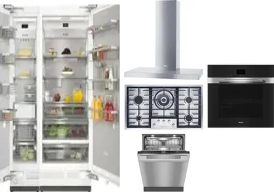 6 Piece Package Includes Refrigerator, Freezer, Cooktop, Wall Oven, Hood And Dishwasher