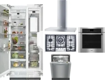 6 Piece Package Includes Refrigerator, Freezer, Cooktop, Wall Oven, Hood And Dishwasher