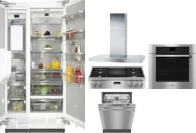 6 Piece Package Includes Refrigerator, Freezer, Cooktop, Wall Oven, Hood And Dishwasher