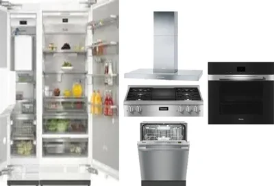 6 Piece Package Includes Refrigerator, Freezer, Cooktop, Wall Oven, Hood And Dishwasher