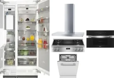 6 Piece Package Includes Refrigerator, Freezer, Cooktop, Wall Oven, Hood And Dishwasher