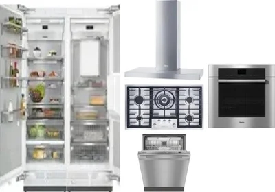 6 Piece Package Includes Refrigerator, Freezer, Cooktop, Wall Oven, Hood And Dishwasher