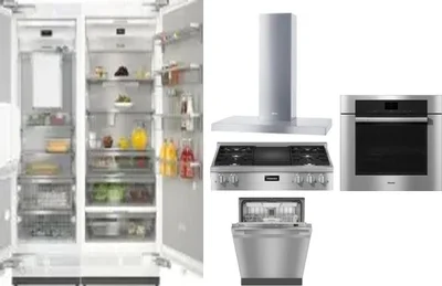 6 Piece Package Includes Refrigerator, Freezer, Cooktop, Wall Oven, Hood And Dishwasher