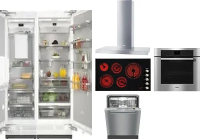 6 Piece Package Includes Refrigerator, Freezer, Cooktop, Wall Oven, Hood And Dishwasher