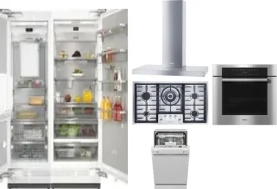 6 Piece Package Includes Refrigerator, Freezer, Cooktop, Wall Oven, Hood And Dishwasher