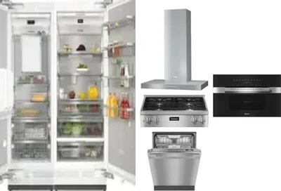 6 Piece Package Includes Refrigerator, Freezer, Cooktop, Wall Oven, Hood And Dishwasher