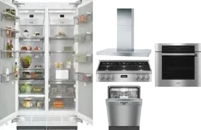 6 Piece Package Includes Refrigerator, Freezer, Cooktop, Wall Oven, Hood And Dishwasher