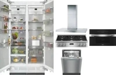 6 Piece Package Includes Refrigerator, Freezer, Cooktop, Wall Oven, Hood And Dishwasher