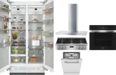 6 Piece Package Includes Refrigerator, Freezer, Cooktop, Wall Oven, Hood And Dishwasher