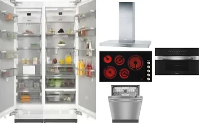 6 Piece Package Includes Refrigerator, Freezer, Cooktop, Wall Oven, Hood And Dishwasher