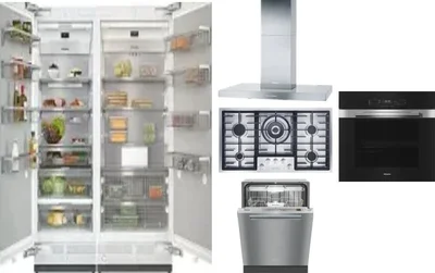 6 Piece Package Includes Refrigerator, Freezer, Cooktop, Wall Oven, Hood And Dishwasher
