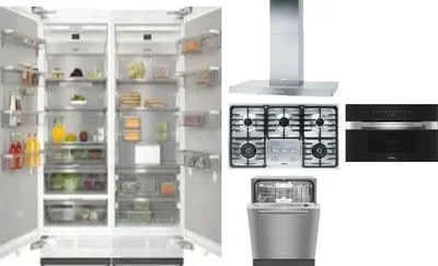6 Piece Package Includes Refrigerator, Freezer, Cooktop, Wall Oven, Hood And Dishwasher