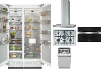 6 Piece Package Includes Refrigerator, Freezer, Cooktop, Wall Oven, Hood And Dishwasher