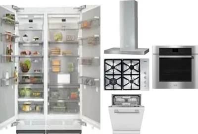 6 Piece Package Includes Refrigerator, Freezer, Cooktop, Wall Oven, Hood And Dishwasher